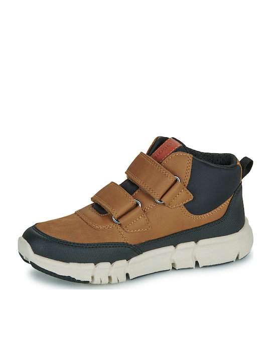 J Flexyper Παιδικά Sneakers High Ανατομικά με Σκρατς Καφέ