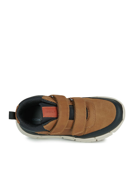 J Flexyper Παιδικά Sneakers High Ανατομικά με Σκρατς Καφέ