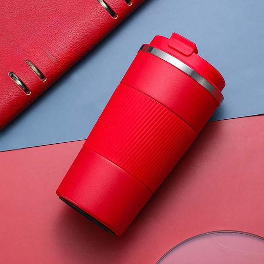 Uncle George Glass Thermos Stainless Steel / Aluminum BPA Free 500ml Red Mouthpiece with Mouthpiece