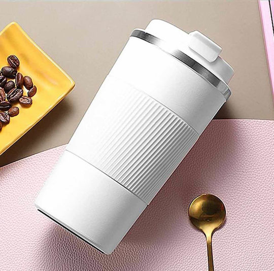 Uncle George Glass Thermos Stainless Steel / Aluminum BPA Free 500ml White Mouthpiece with Mouthpiece