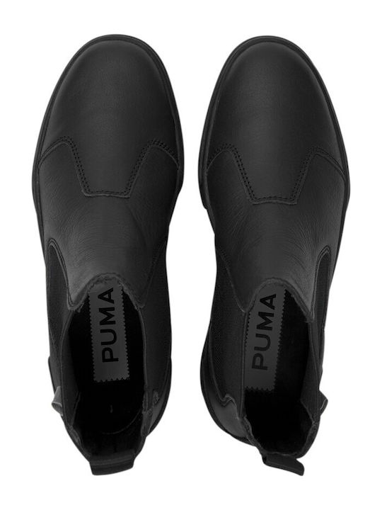 Leder Damen Chelsea Stiefeletten Schwarz