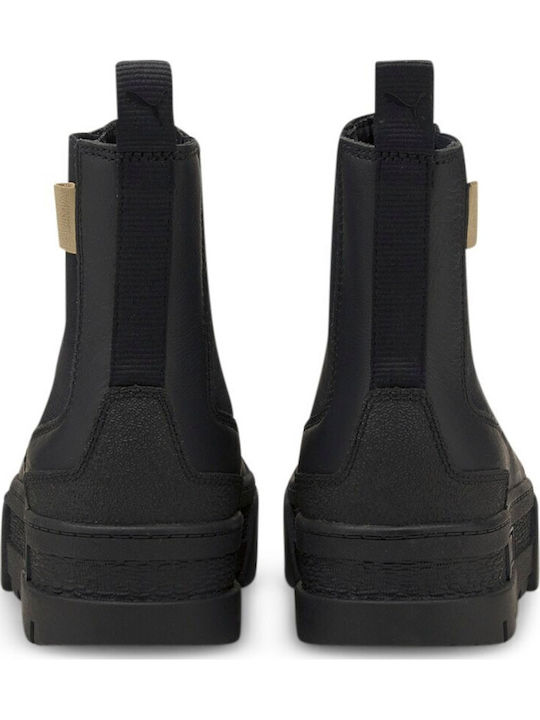 Leder Damen Chelsea Stiefeletten Schwarz