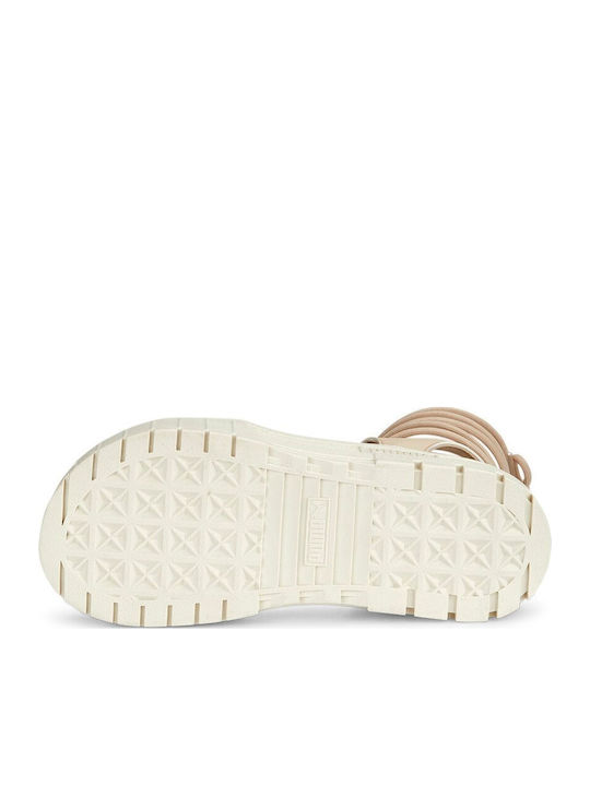 Mayze Women's Flat Sandals Flatforms in Beige Color