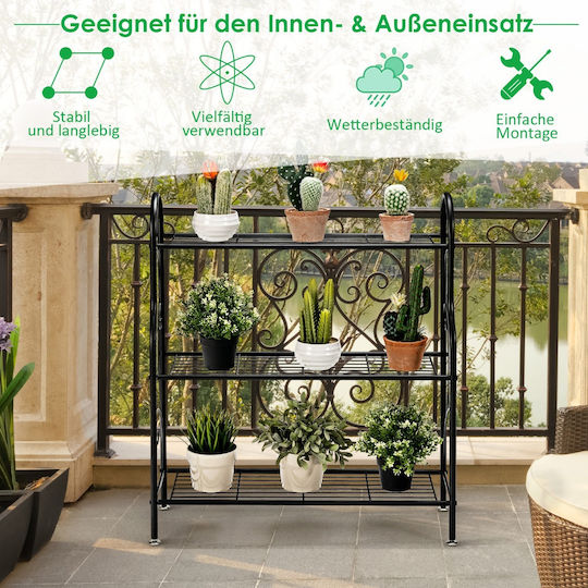 Costway Blumentopf-Regal Metall Schwarz 72cmx25cmx85cmcm.