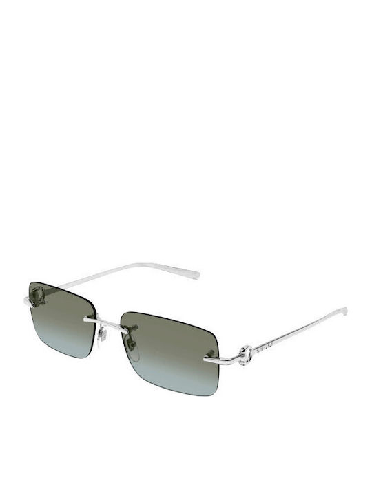 Gucci Unisex Sonnenbrille mit Silber Metall Gestell und Silber Verlaufsfarbe Spiegel Linse GG1703S 007