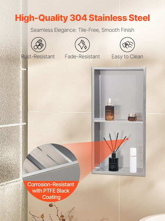 Vevor Corner Wall Mounted Bathroom Shelf Metallic Silver