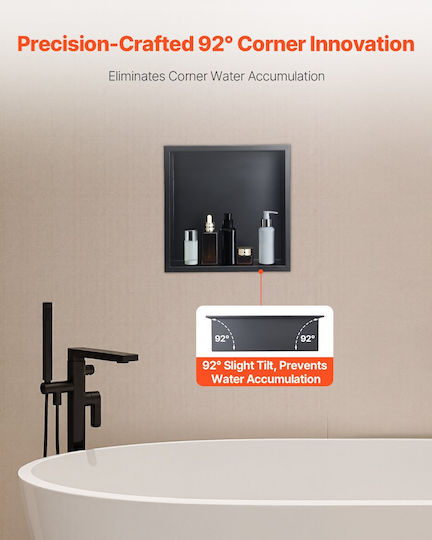 Vevor Corner Wall Mounted Bathroom Shelf Metallic 33x33x10.2cm Black