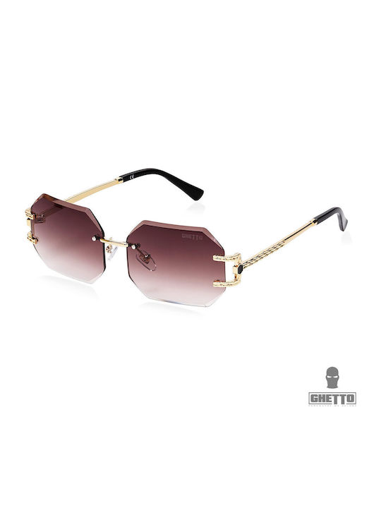 Ghetto Women's Sunglasses with Gold Frame and Gold Lens K39079-C05 CHAMPAGNE