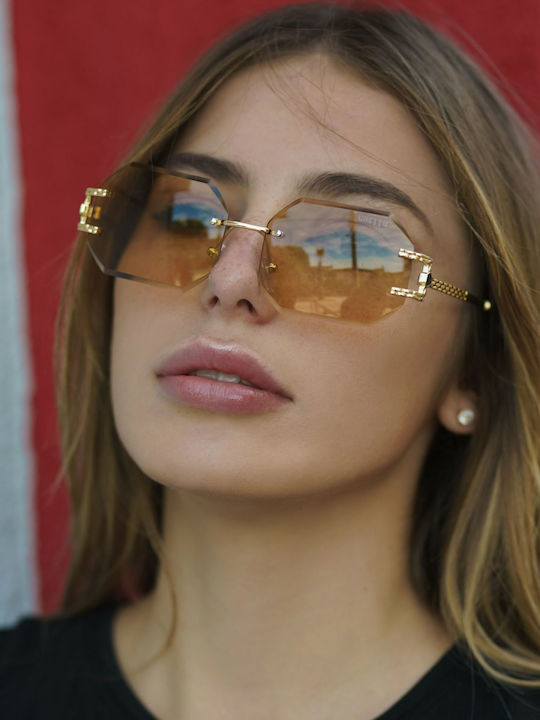 Ghetto Women's Sunglasses with Gold Frame and Gold Lens K39079-C05 CHAMPAGNE