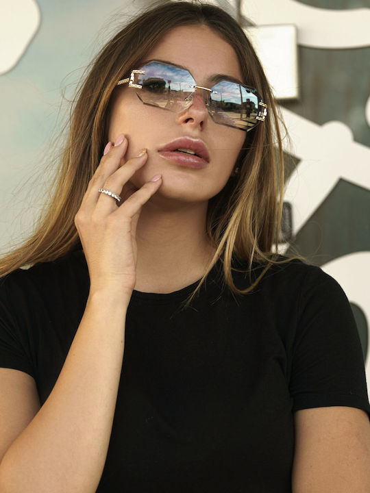 Ghetto Women's Sunglasses with Gold Frame and Gold Lens K39079-C05 CHAMPAGNE