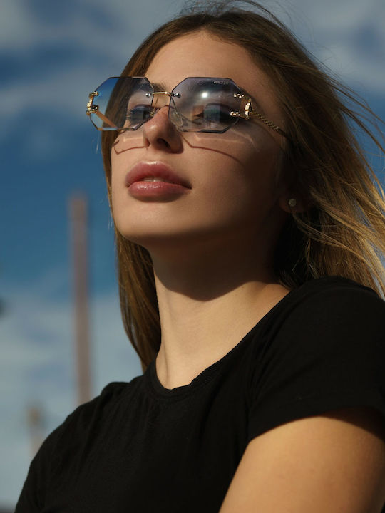 Ghetto Women's Sunglasses with Gold Frame and Gold Lens K39079-C05 CHAMPAGNE