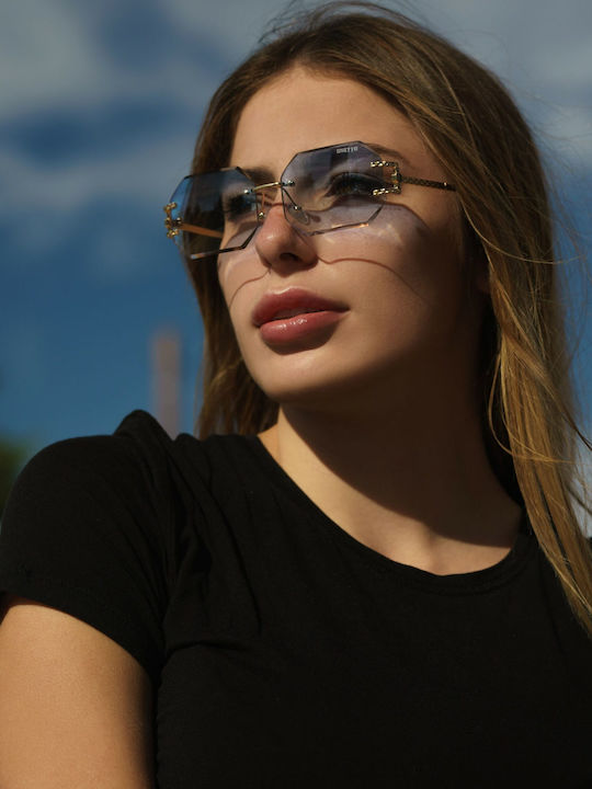 Ghetto Women's Sunglasses with Gold Frame and Gold Lens K39079-C05 CHAMPAGNE
