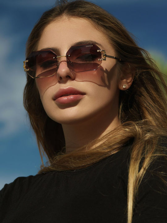 Ghetto Women's Sunglasses with Gold Frame and Gold Lens K39079-C05 CHAMPAGNE