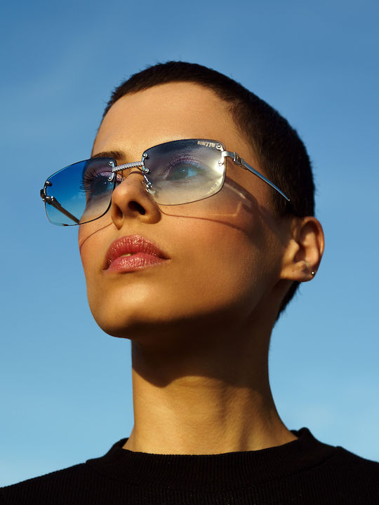 Ghetto Ochelari De Soare Unisex Cu Culoare Full Face Argintie Și Culoare Albastră K36287S Blue Clear