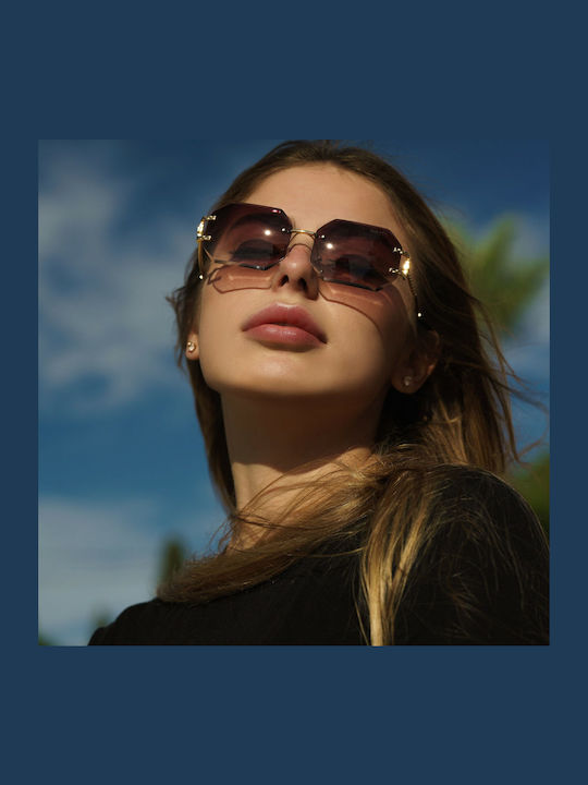 Ghetto Women's Sunglasses with Brown Frame and Brown Lens K39079-C02 BROWN