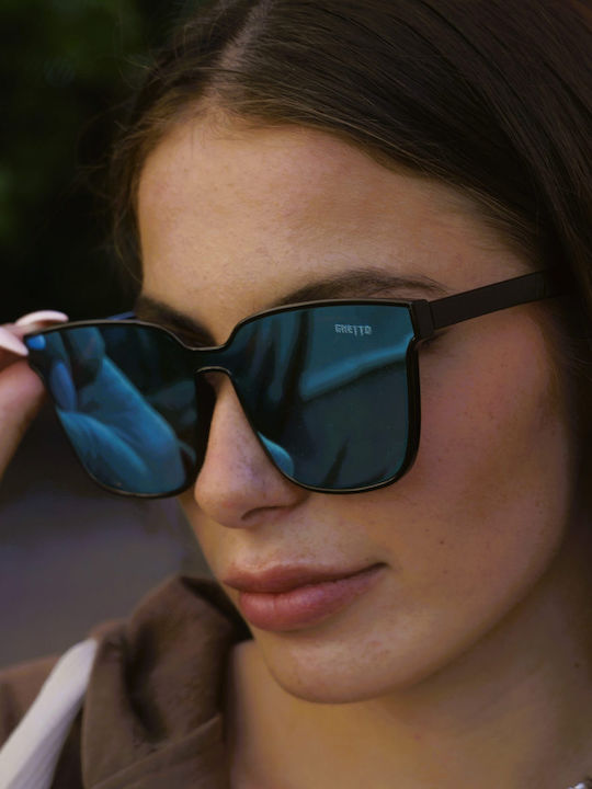 Ghetto Women's Sunglasses with Blue Frame and Blue Mirror Lens TR7510 BLUE