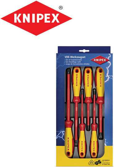 Knipex Set 6 Șurubelnițe Electricianului VDE 1000V cu 6 Vârfuri Schimbabile