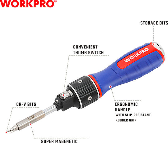 WorkPro Κατσαβίδι Καστάνιας με Μαγνητικές Εναλλασσόμενες Μύτες