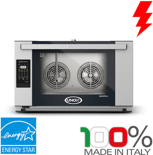 Elektrischer Umluftofen mit Feuchtigkeit 4 Einschübe Unox Tischgerät Bakerlux Shop.pro Touch Xefr-04eu-eldp