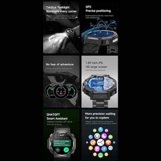 Microwear Kc91 Smartwatch Black Silicone