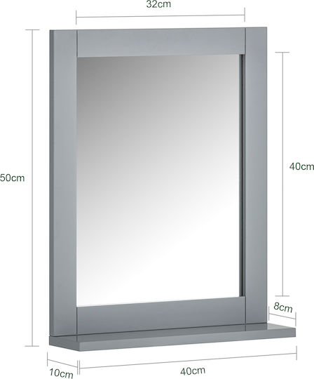 SoBuy Rechteckiger Badezimmerspiegel aus MDF mit Schrank 40x49,2cm Grau