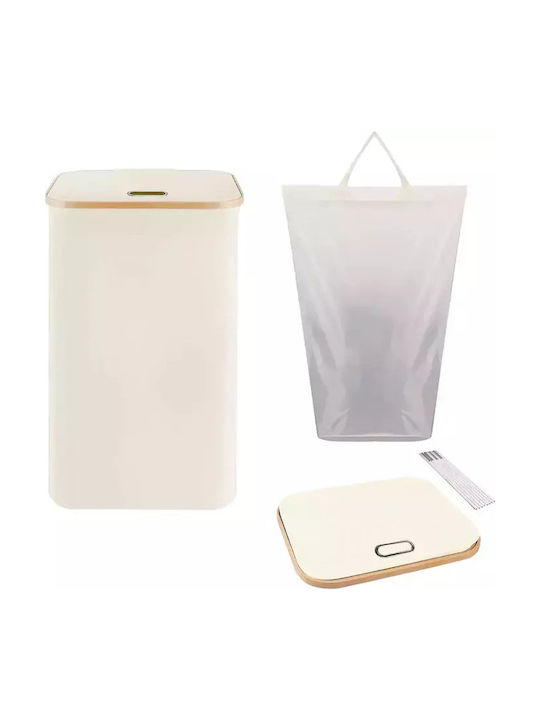 Coș de Rufe din Bambus Pliabil 100lt cu Capac 75x41x33cm Bej