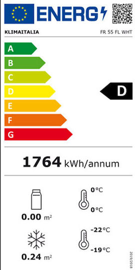 Klimaitalia Fr 55 Fl Настолен Професионален Мини Фризер Дисплей 57л и 200W Бял Ш59.5 x Д54.5 x В61см
