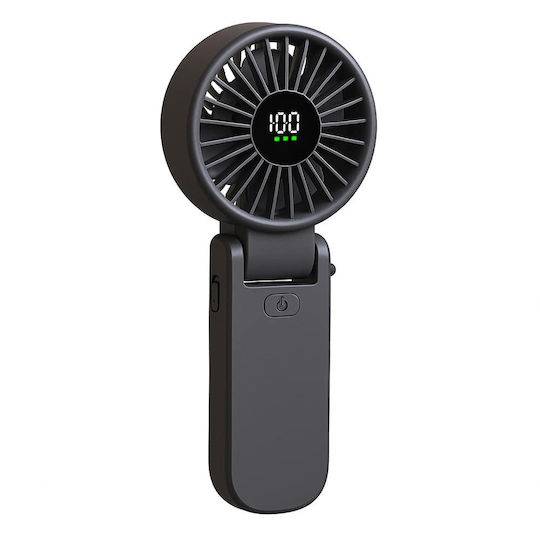 Techsuit Handheld Fan Premium Mini A10 Digital Led Display Rechargeable Usb-c Port 100 Wind Speeds 5400rpm Black
