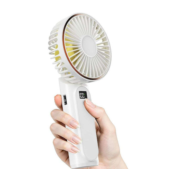 Techsuit Ανεμιστήρας Χειρός Premium Mini M12 Ψηφιακή Οθόνη Led Επαναφορτιζόμενη Θύρα Usb-c 6 Ταχύτητες Ανέμου 5000mah Λευκό
