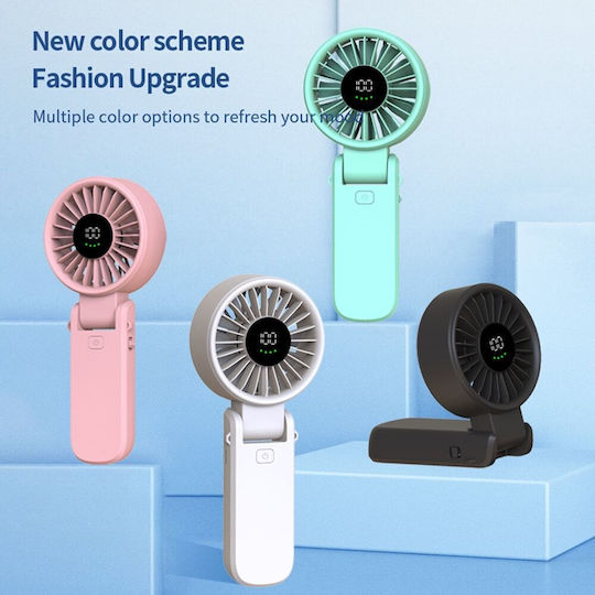 Techsuit Handheld Fan Premium Mini A10 Digital Led Display Rechargeable Usb-c Port 100 Wind Speeds 5400rpm Black
