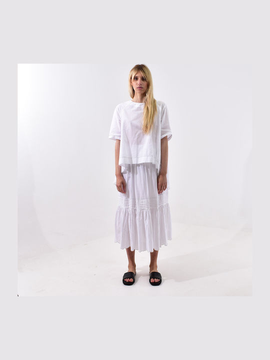 Damen Bluse Baumwolle Weiß