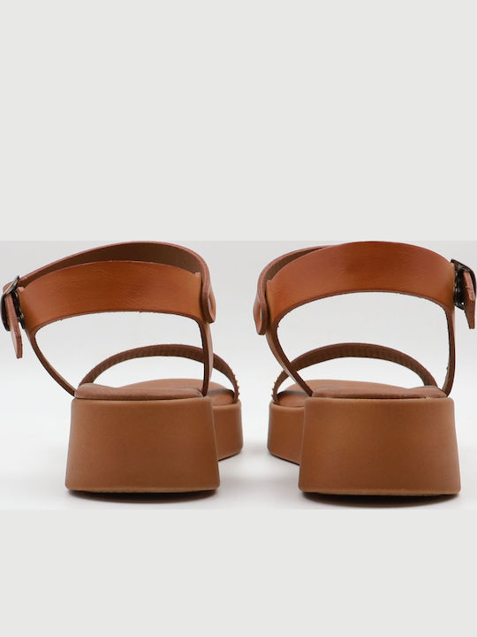Women's Flat Sandals Flatforms in Tabac Brown Color