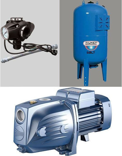 Pedrollo MONTAGE JSWm 2CX + Single Phase Water Pressure Pump with Vertical 60 Litre Container 1hp