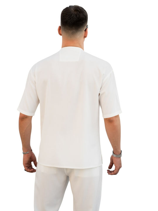 Herrenhemden Langärmeliges Overshirt Weiß
