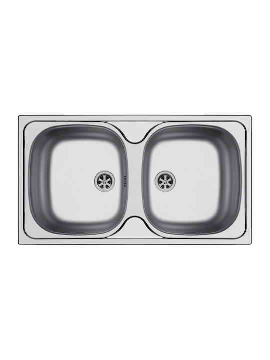 Maidtec Bradford 2B Ένθετος Νεροχύτης Inox Σατινέ Μ78xΠ43.5cm Ασημί