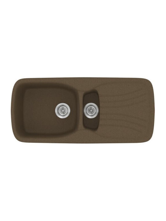 Sanitec Classic Drop-In Spüle Links aus Verbundgranulat B97xT51cm Granite Rust