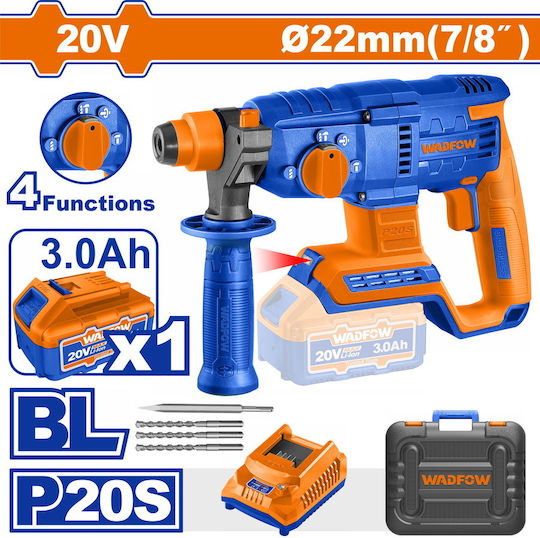 Wadfow Κρουστικό Σκαπτικό Πιστολέτο Μπαταρίας Brushless 20V 1x3Ah με Υποδοχή SDS Plus WLM1522