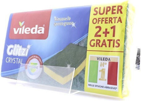 Vileda Glitzi Crystal Σετ Σφουγγάρια Πιάτων Κίτρινα 3τμχ