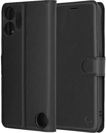 Techsuit Folio Wallet Δερμάτινο / Σιλικόνης Μαύρο (Nothing CMF Phone 2 Pro)