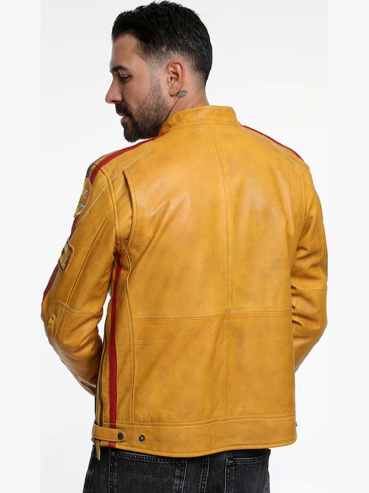 Leather Jacket Biker Yellow