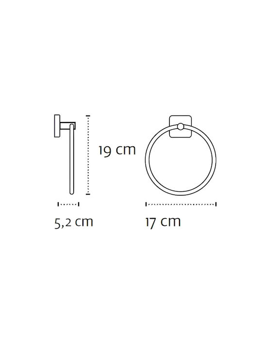 Karag Quattro Ράγα Μπάνιου Μονή Επιτοίχια με Βίδες ​17x5.2cm Inox Γκρι