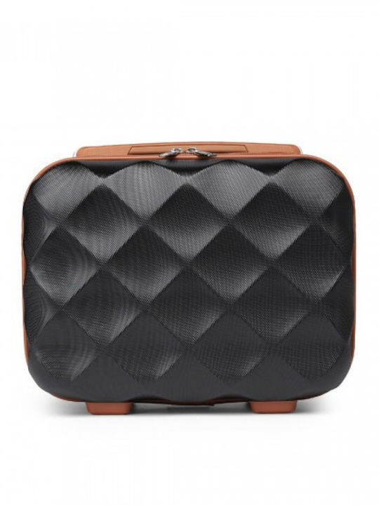 Miss Lulu British Traveller Ultralight Abs Polycarbonate Vanity Case Black Brown