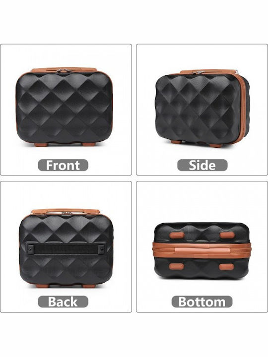 Miss Lulu British Traveller Ultralight Abs Polycarbonate Vanity Case Black Brown