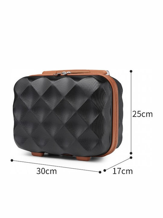 Miss Lulu British Traveller Ultralight Abs Polycarbonate Vanity Case Black Brown