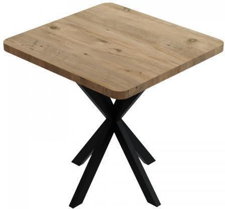 Prestone Square Table Dining Room Wooden with Metal Frame Oak melamine-black 70x70x75cm