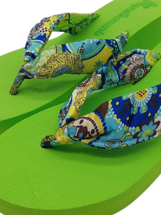 Frauen Flip Flops mit Plattform in Grün Farbe