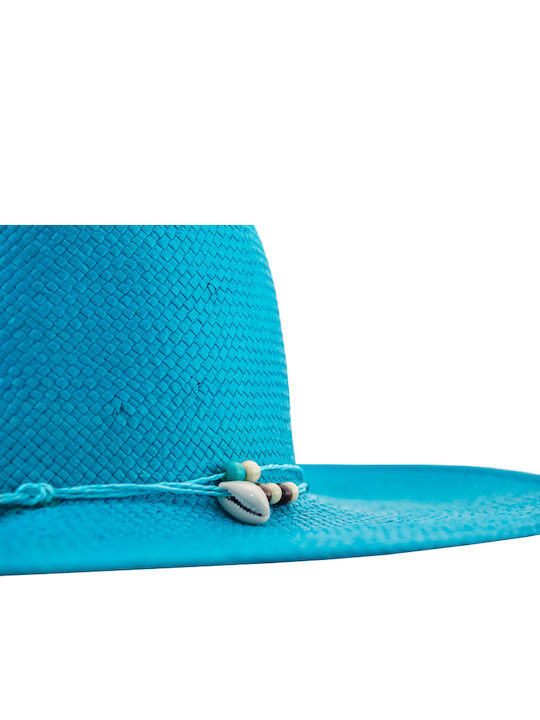 Brims and Trims Frauen Rattangeflecht Hut Floppy Hellblau