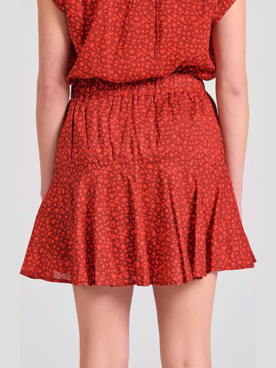 High-waisted Mini Skirt Floral Brown