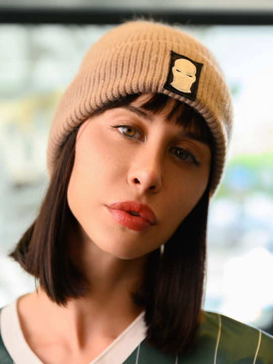 Beanie Unisex Σκούφος Πλεκτός σε Καφέ χρώμα