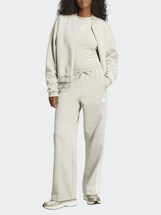 Essentials 3-Stripes Висока талия Долнище на анцуг с гума Ecru